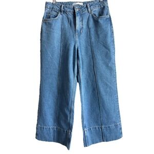 ZARA Crop Wide Leg Denim Culotte Pants High‎ Waisted Women's Size 8 Casual Boho